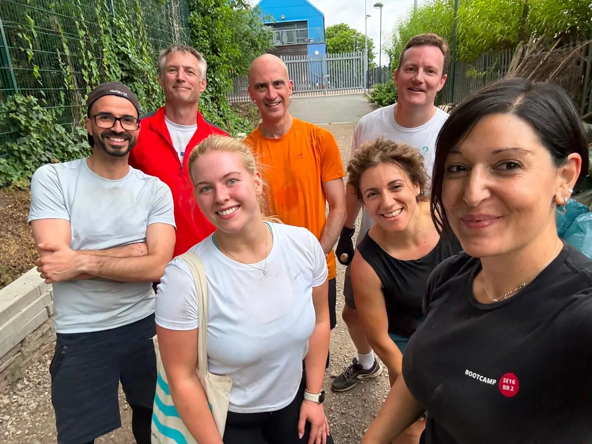 Steph with a group of Bootcamp SE16 members after a session in Canada Water